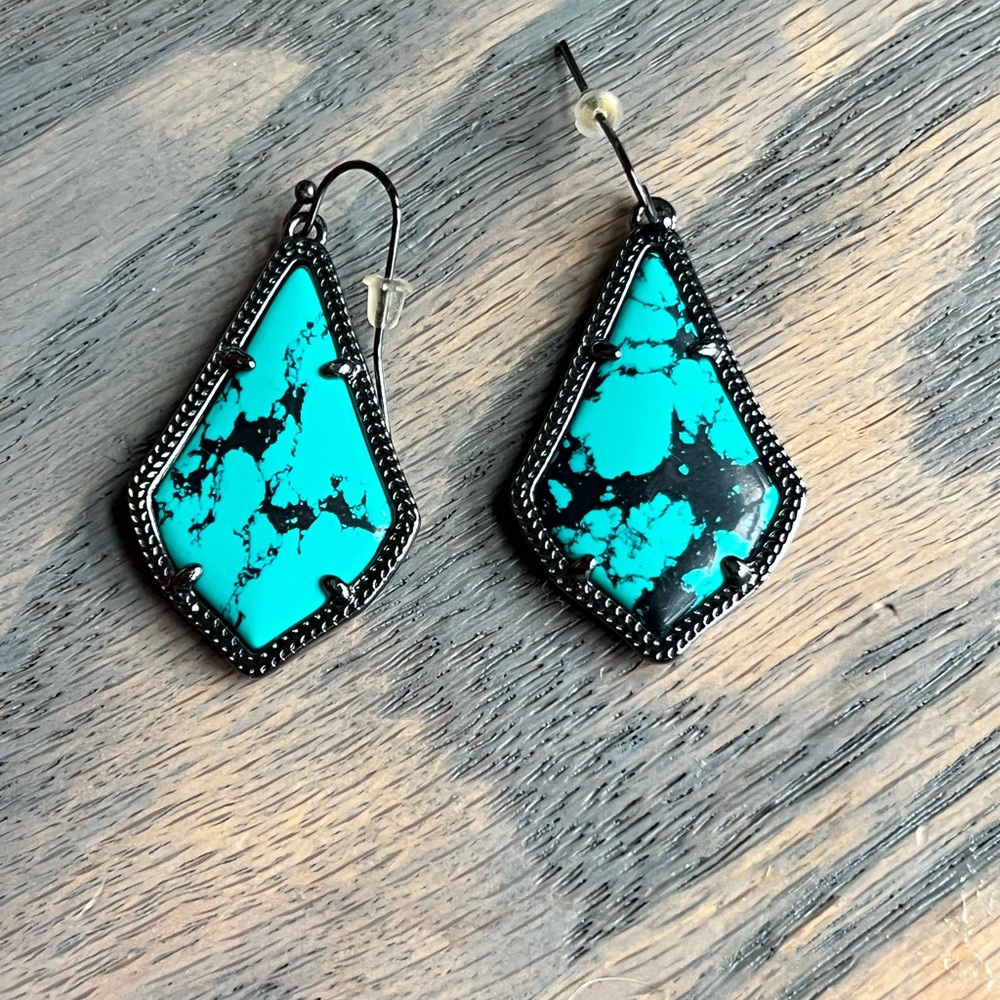 Kendra Scott Teal and Black Statement Earrings